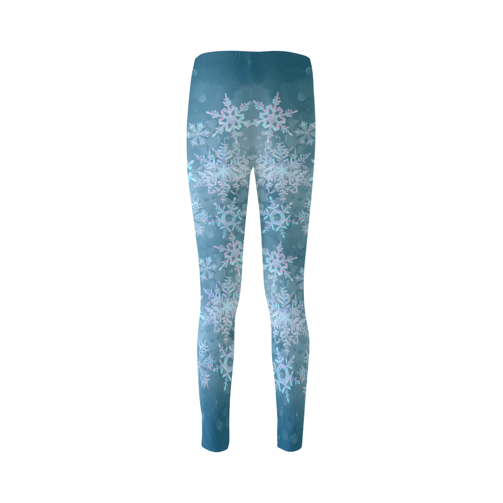 Snowflakes, snow, white and blue Cassandra Women's Leggings (Model L01)
