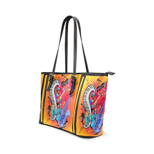 I Love Jazz Music Art Print Handbag by Juleez Leather Tote Bag/Large ...