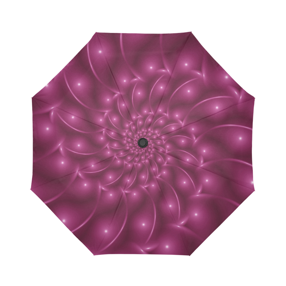 Plum Purple Spiral Fractal Auto-Foldable Umbrella (Model U04)