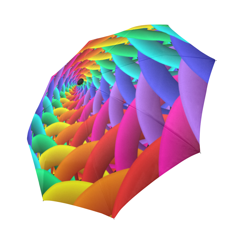 Psychedelic Rainbow Spiral Fractal Auto-Foldable Umbrella (Model U04)