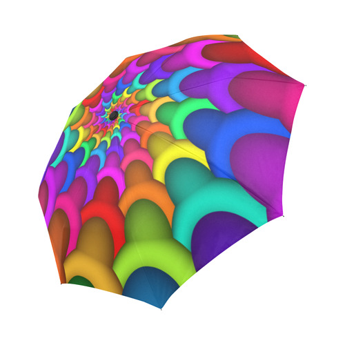 Psychedelic Rainbow Spiral Fractal Auto-Foldable Umbrella (Model U04)