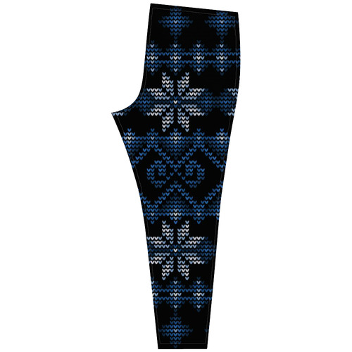 Ugly Christmas Sweater Faux Knit blue Cassandra Women's Leggings (Model L01)
