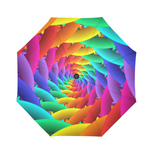 Psychedelic Rainbow Spiral Fractal Auto-Foldable Umbrella (Model U04)