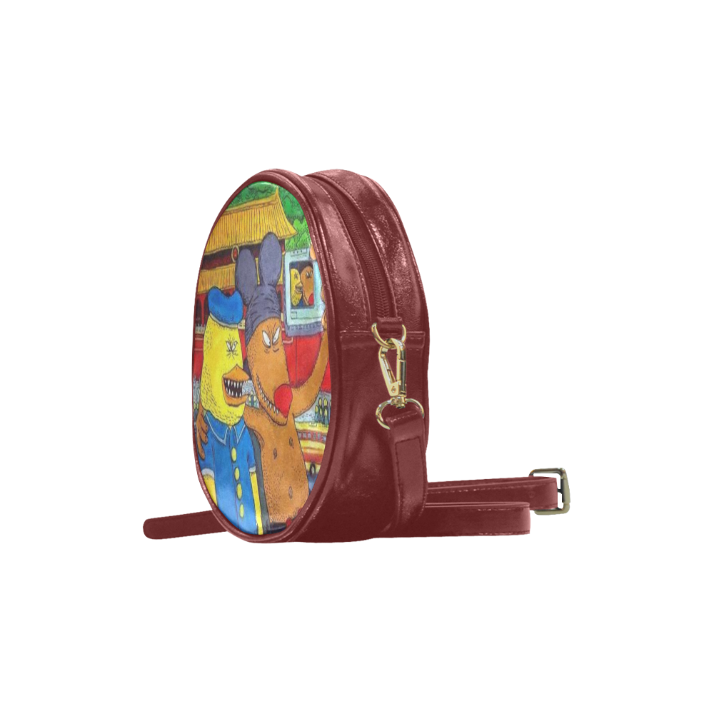 Personality cartoon retro bag Round Sling Bag (Model 1647)