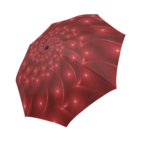 Glossy Red Spiral Fractal Auto-Foldable Umbrella (Model U04)