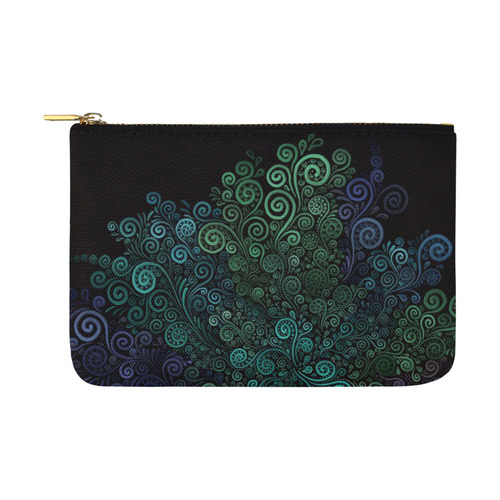 3D Turquoise Psychedelic Rose Carry-All Pouch 12.5''x8.5''