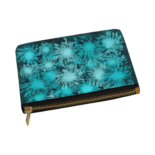 Turquoise frosty flowers Carry-All Pouch 12.5''x8.5''