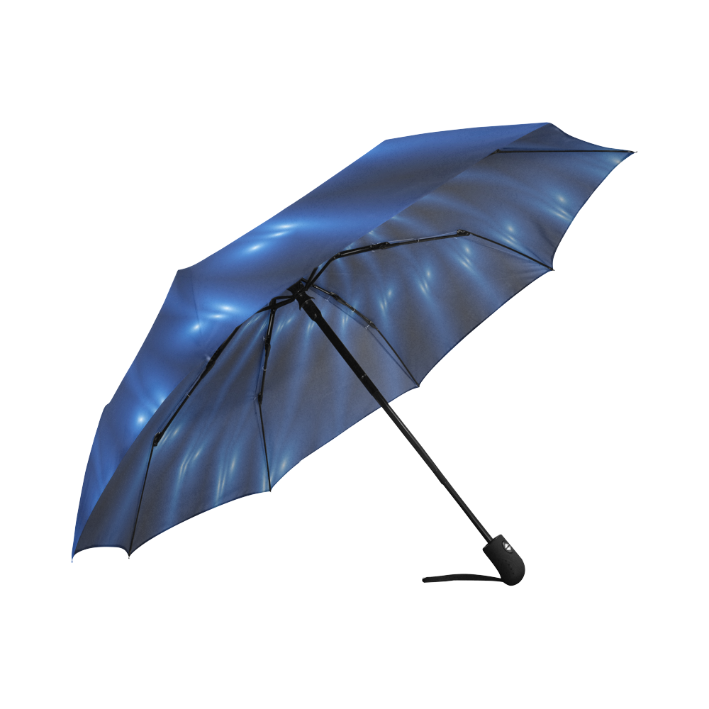 Glossy Blue Spiral Fractal Auto-Foldable Umbrella (Model U04)