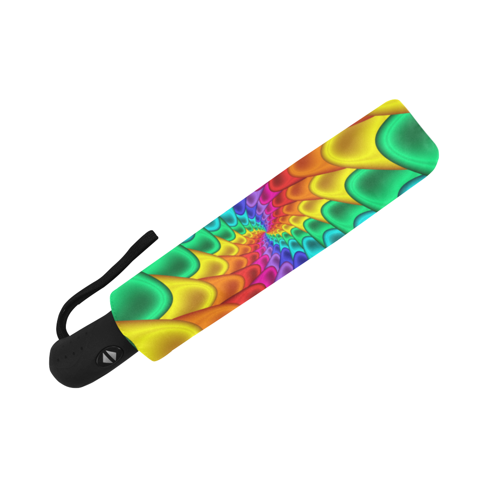 Psychedelic Rainbow Spiral Fractal Auto-Foldable Umbrella (Model U04)