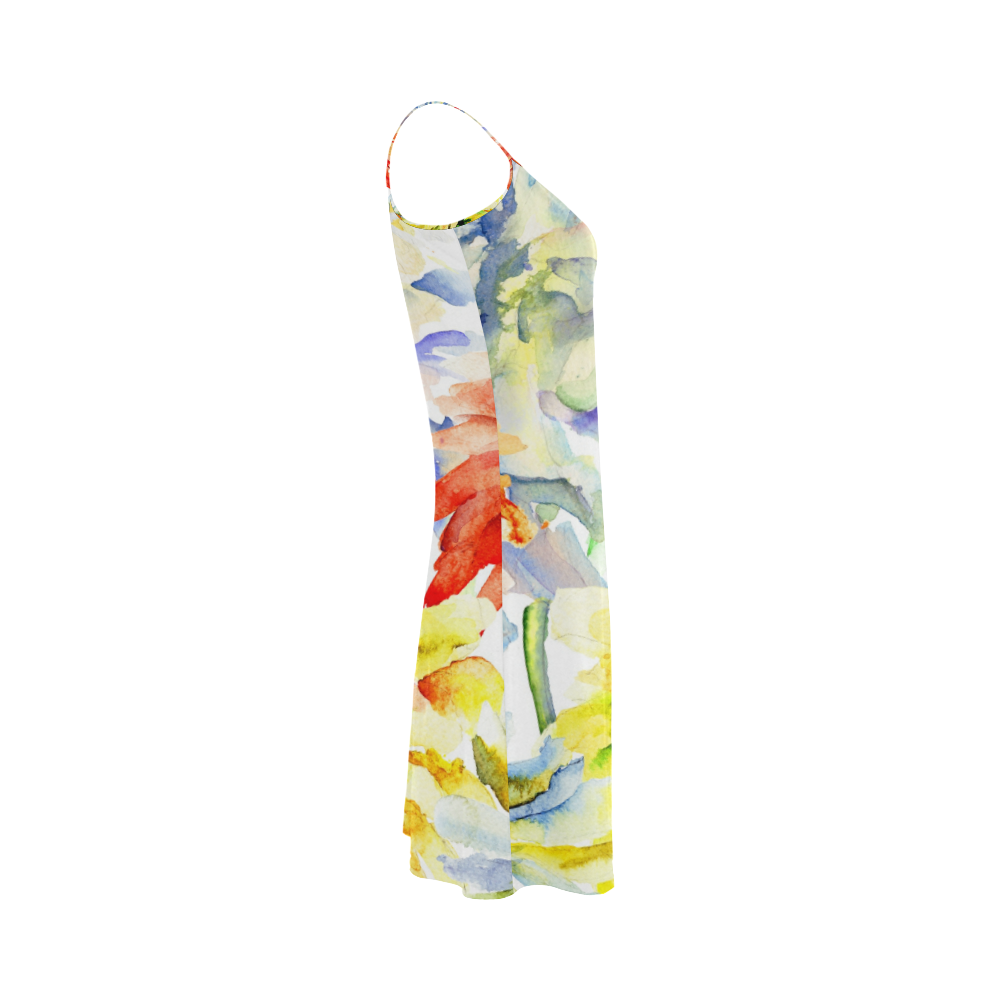 Hand painted watercolor flowers Alcestis Slip Dress (Model D05)