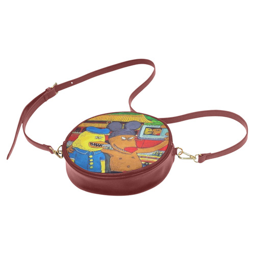 Personality cartoon retro bag Round Sling Bag (Model 1647)