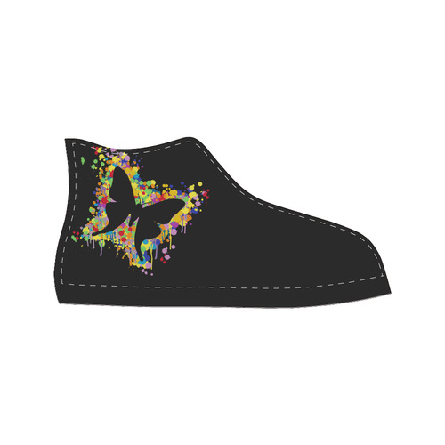 Dancing Butterfly Splash High Top Canvas Women's Shoes/Large Size (Model 017)