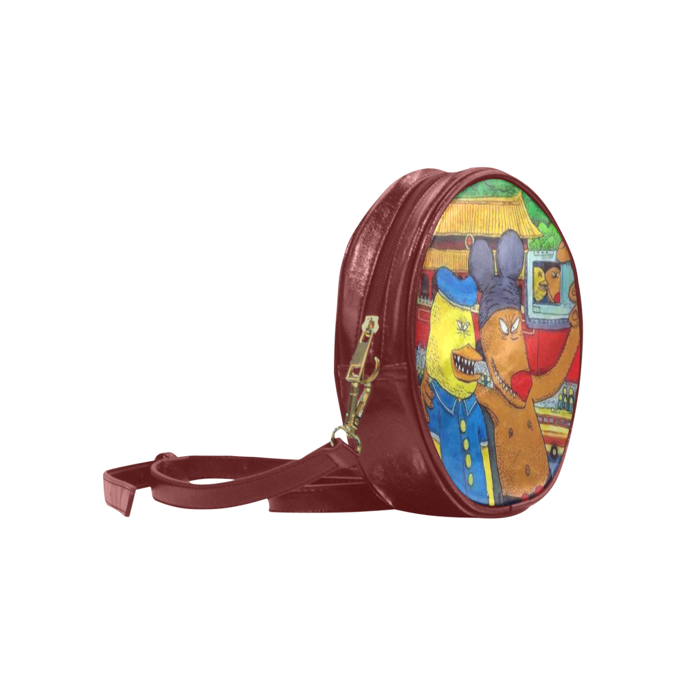 Personality cartoon retro bag Round Sling Bag (Model 1647)