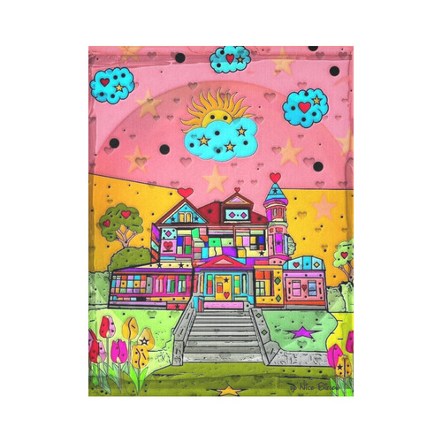Dream House Popart by Nico Bielow Cotton Linen Wall Tapestry 60"x 80"