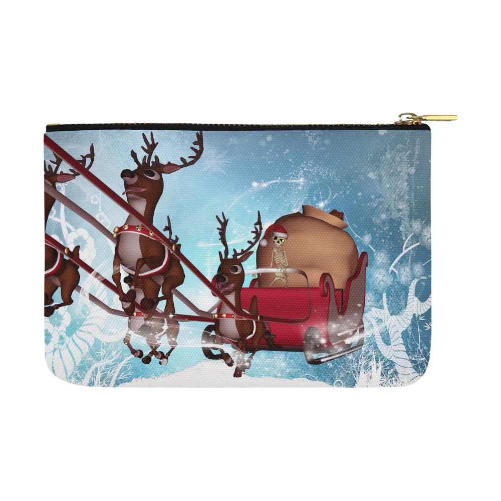 Christmas, funny skeleton with reindeer Carry-All Pouch 12.5''x8.5''