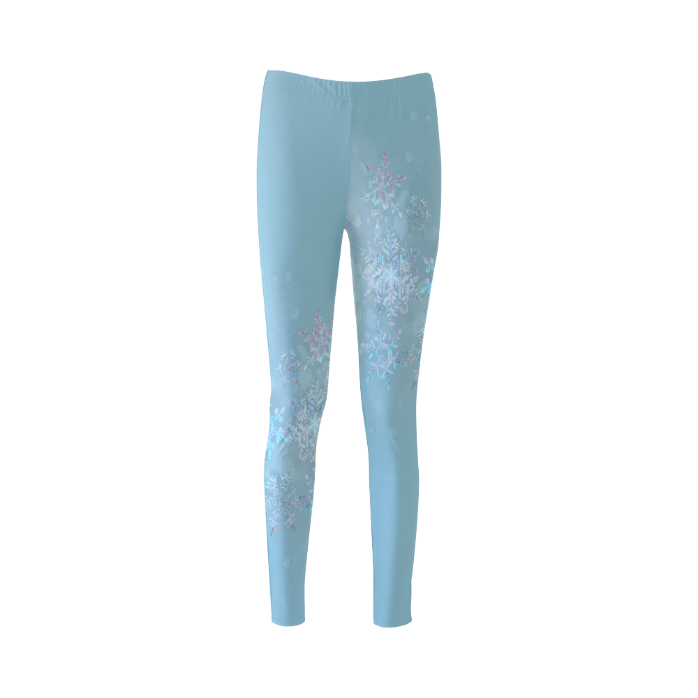 Snowflakes, snow, white and blue Cassandra Women's Leggings (Model L01)