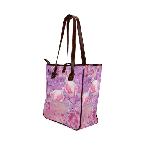 Flamingos Batik Paint Background Pink Violet Classic Tote Bag (Model 1644)