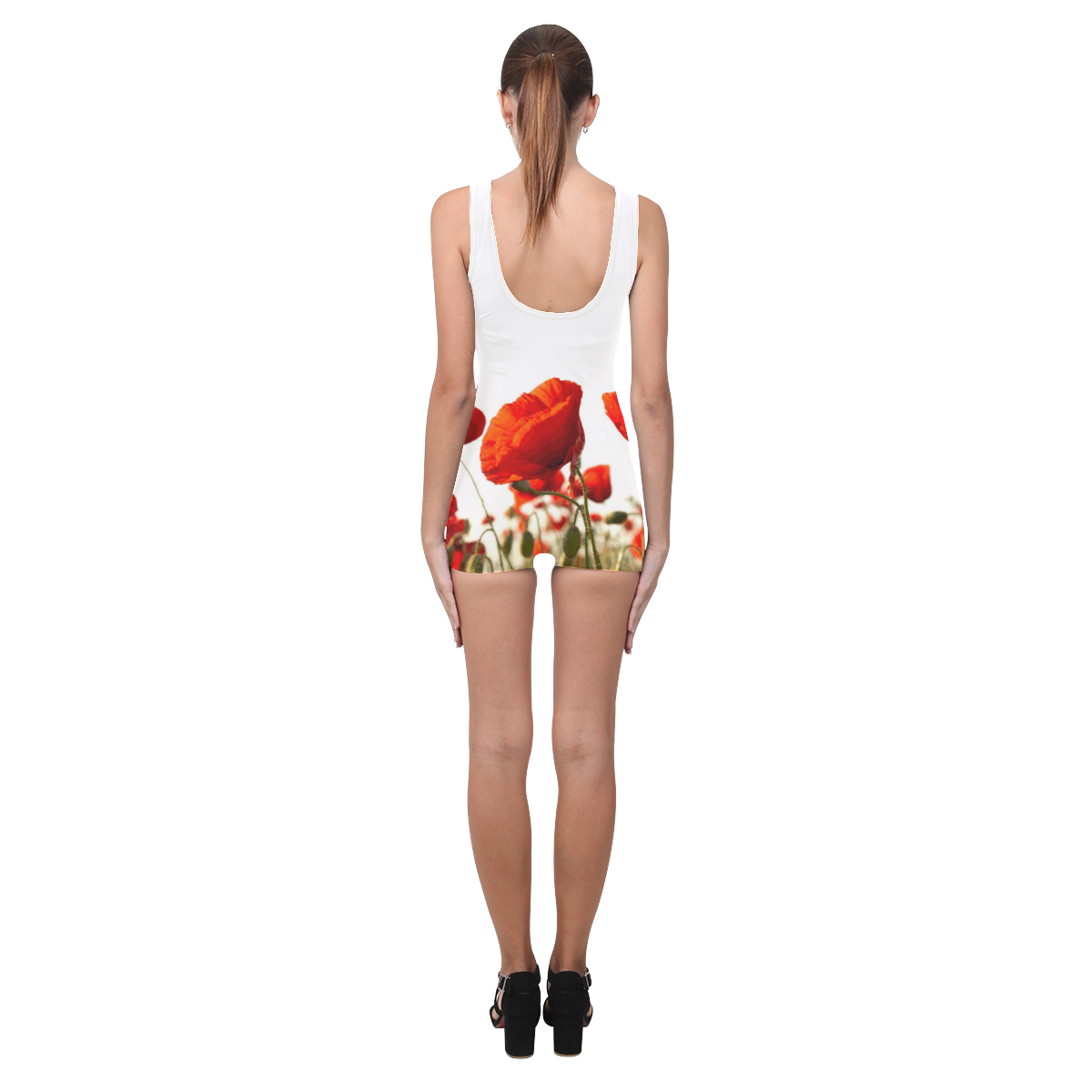 Red Poppies Classic One Piece Swimwear (Model S03)