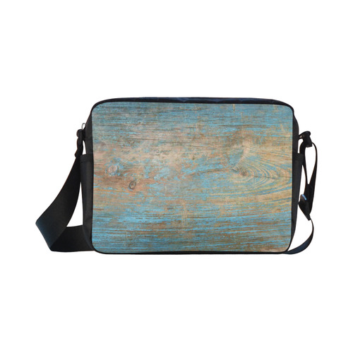 Rustic Wood  Blue Weathered Peeling Paint Classic Cross-body Nylon Bags (Model 1632)