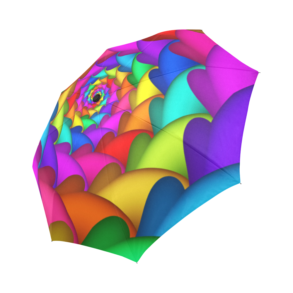 Psychedelic Rainbow Spiral Fractal Auto-Foldable Umbrella (Model U04)