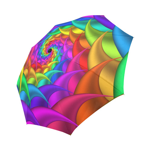 Psychedelic Rainbow Spiral Fractal Auto-Foldable Umbrella (Model U04)