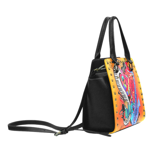 Juleez Jazz Music Art Handbag Rivet Shoulder Handbag (Model 1645)