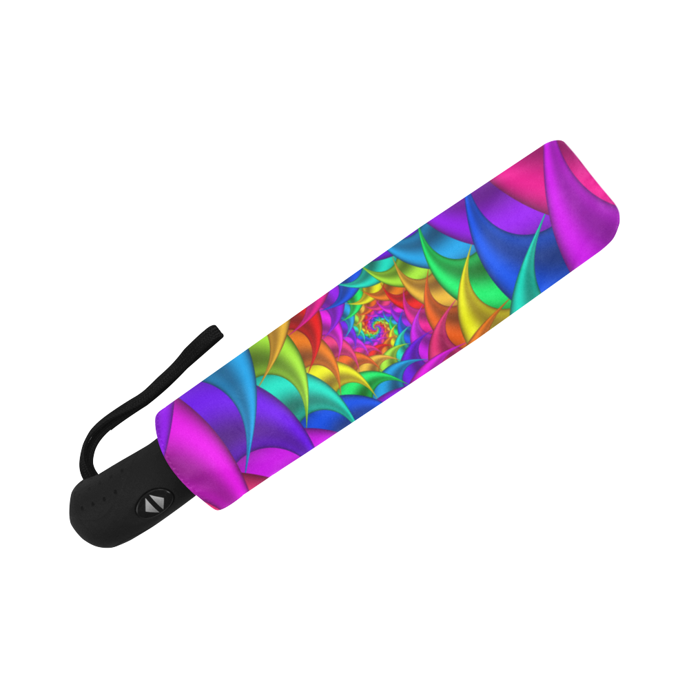 Psychedelic Rainbow Spiral Fractal Auto-Foldable Umbrella (Model U04)