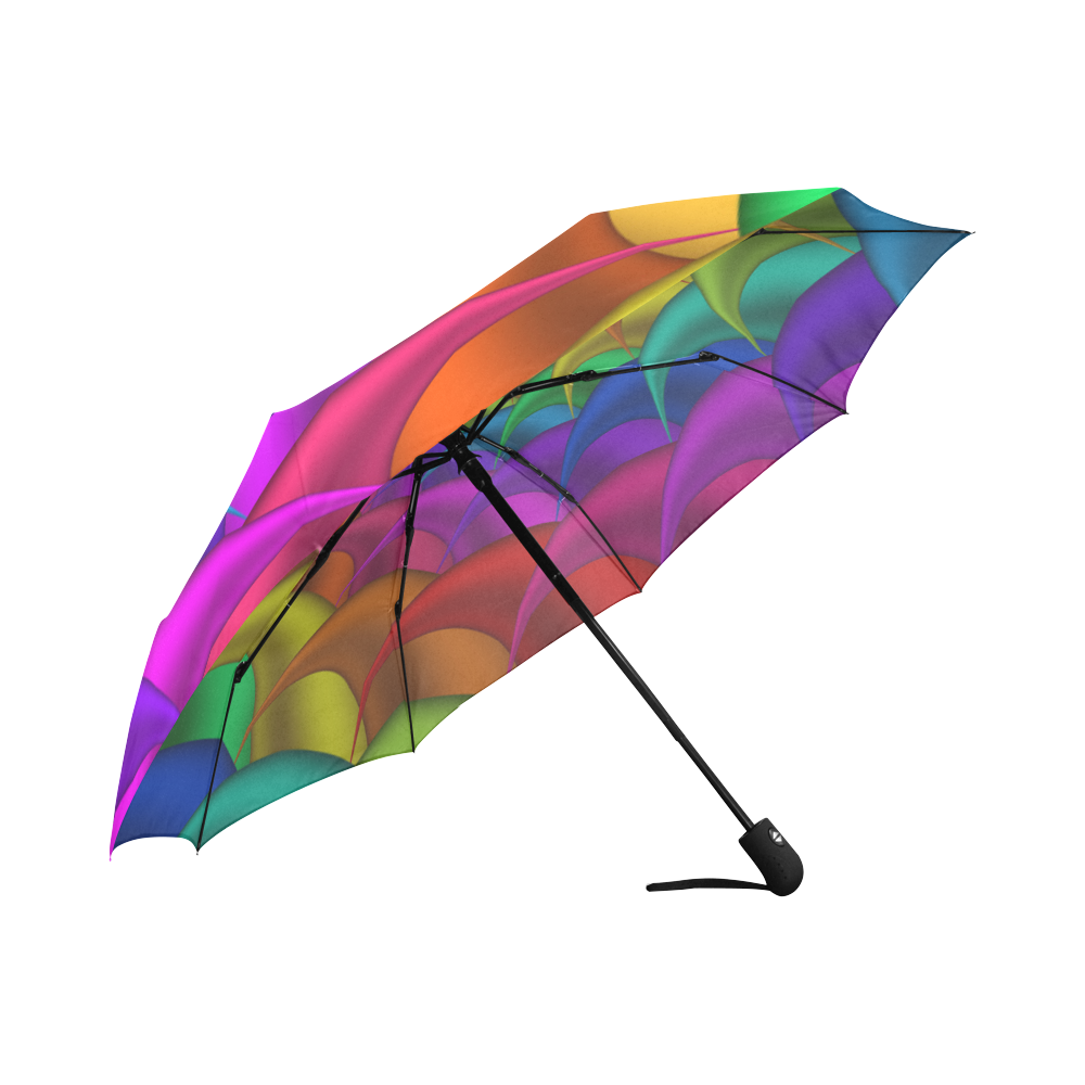 Psychedelic Rainbow Spiral Fractal Auto-Foldable Umbrella (Model U04)