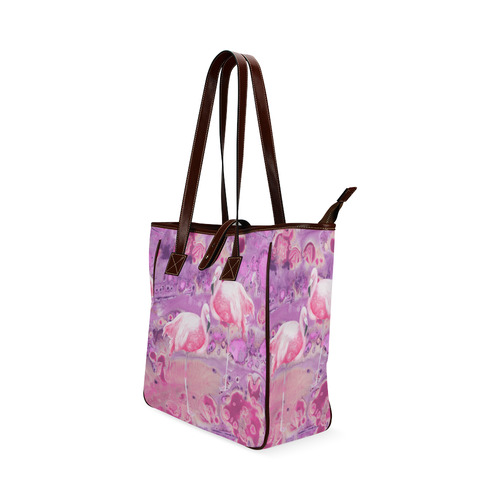 Flamingos Batik Paint Background Pink Violet Classic Tote Bag (Model 1644)