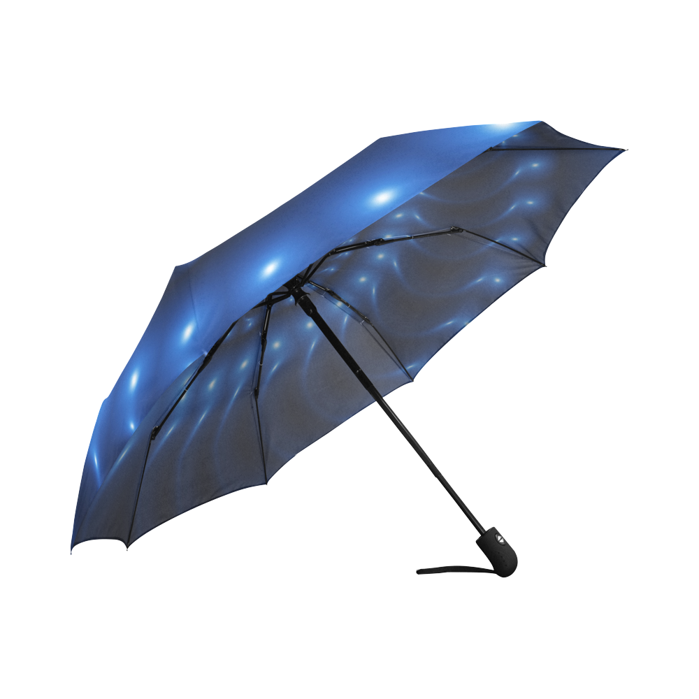 Glossy Blue Spiral Fractal Auto-Foldable Umbrella (Model U04)