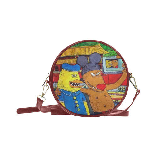 Personality cartoon retro bag Round Sling Bag (Model 1647)