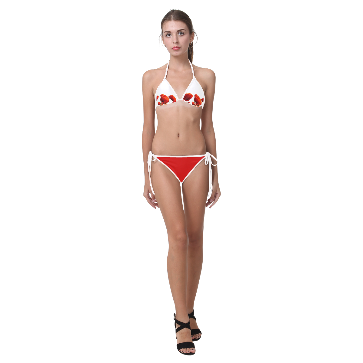 Red Poppies Custom Bikini Swimsuit (Model S01)