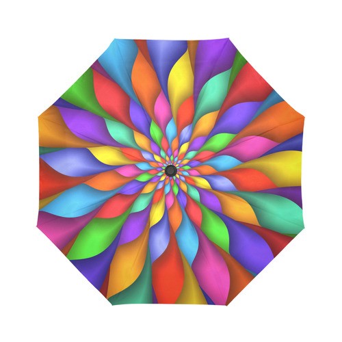 Psychedelic Rainbow Spiral  Petals Fractal Auto-Foldable Umbrella (Model U04)