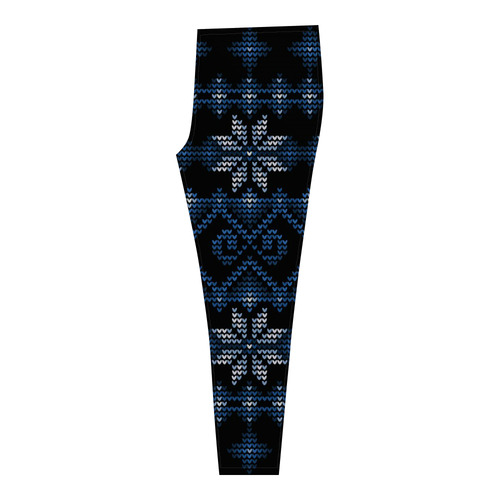 Ugly Christmas Sweater Faux Knit blue Cassandra Women's Leggings (Model L01)