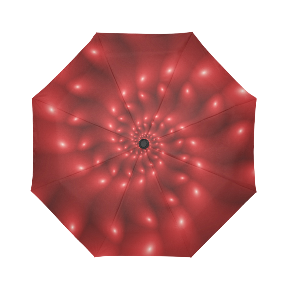 Glossy Red Spiral Fractal Auto-Foldable Umbrella (Model U04)