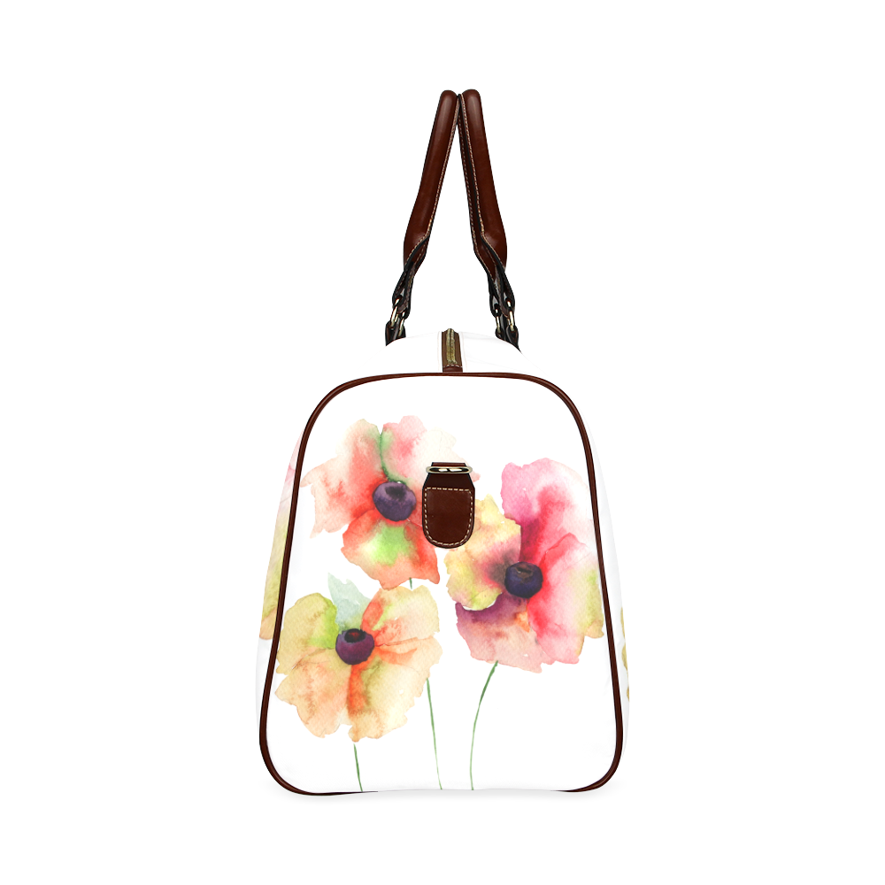 Hand painted watercolor flowers Waterproof Travel Bag/Small (Model 1639)