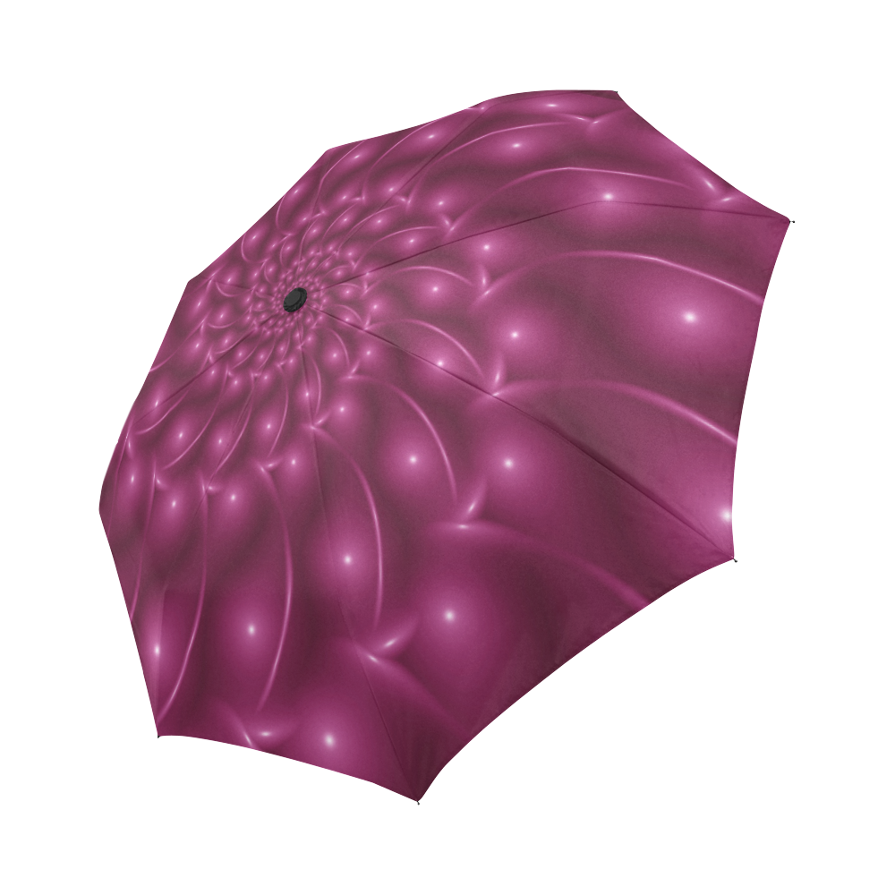 Plum Purple Spiral Fractal Auto-Foldable Umbrella (Model U04)