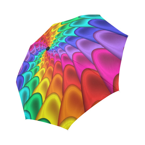 Psychedelic Rainbow Spiral Fractal Auto-Foldable Umbrella (Model U04)