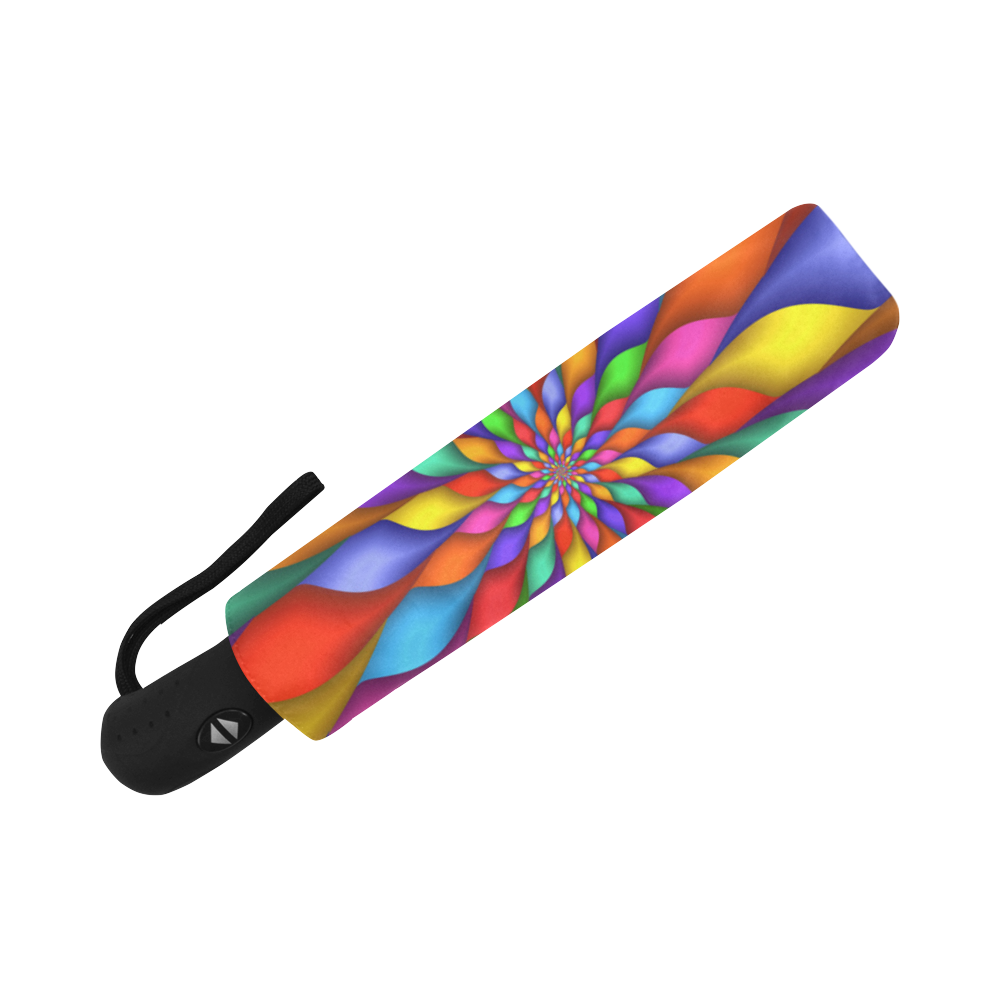 Psychedelic Rainbow Spiral  Petals Fractal Auto-Foldable Umbrella (Model U04)