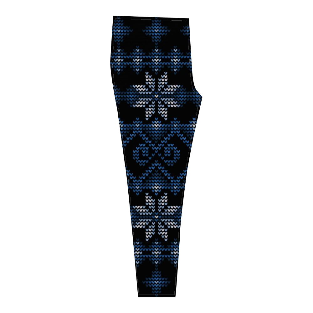Ugly Christmas Sweater Faux Knit blue Cassandra Women's Leggings (Model L01)