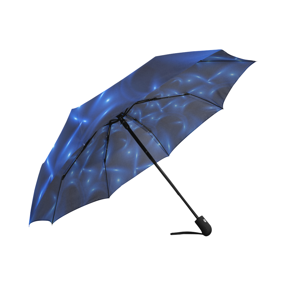 Glossy Blue Spiral Fractal Auto-Foldable Umbrella (Model U04)