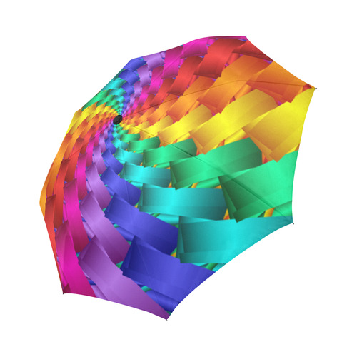 Psychedelic Rainbow Spiral Fractal Auto-Foldable Umbrella (Model U04)