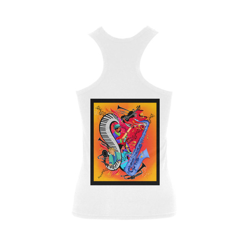 Red Hot Jazz Colorful Music Women's Shoulder-Free Tank Top (Model T35)