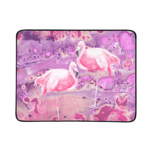 Flamingos Batik Paint Background Pink Violet Beach Mat 78"x 60"