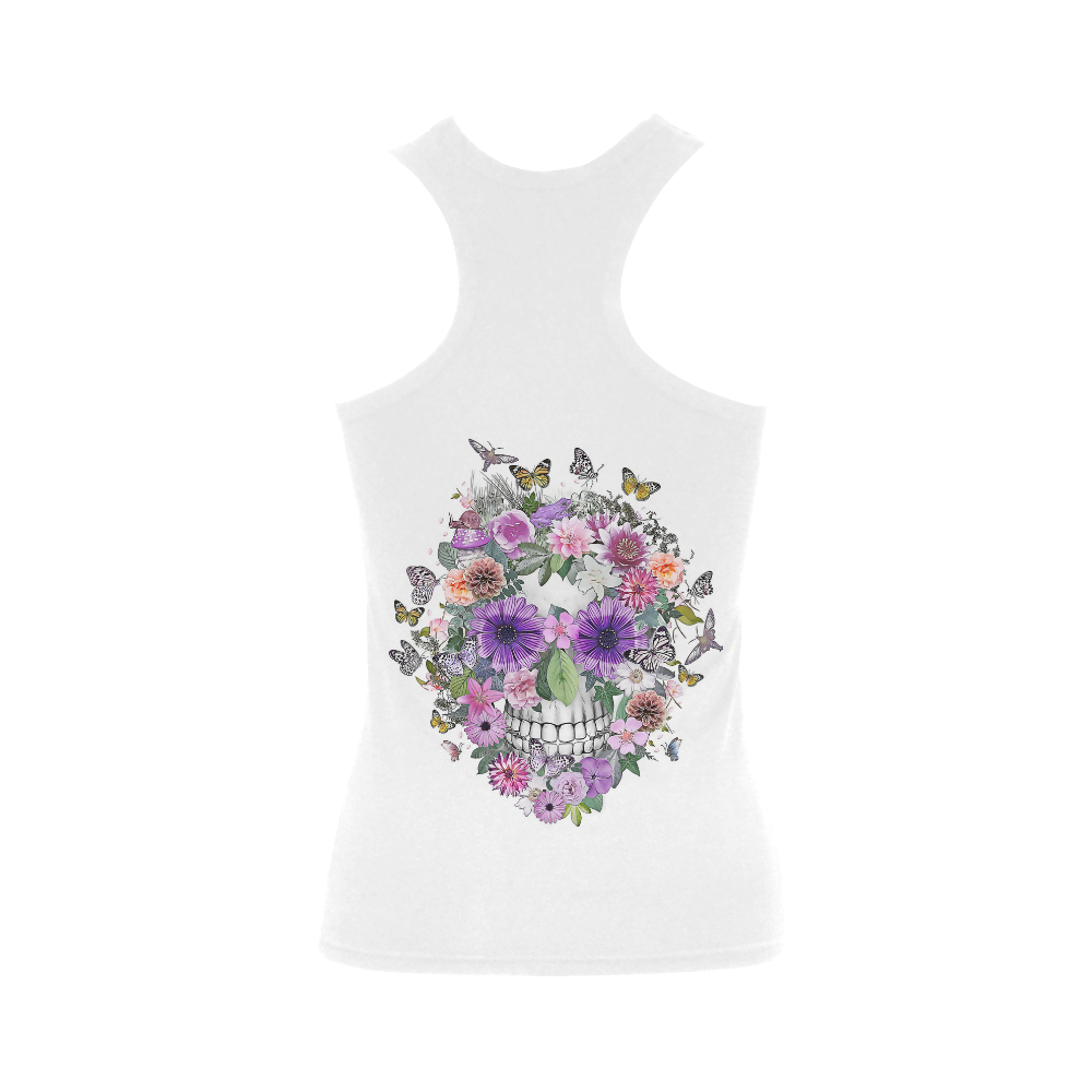 flower skull pink, orange,violett Women's Shoulder-Free Tank Top (Model T35)