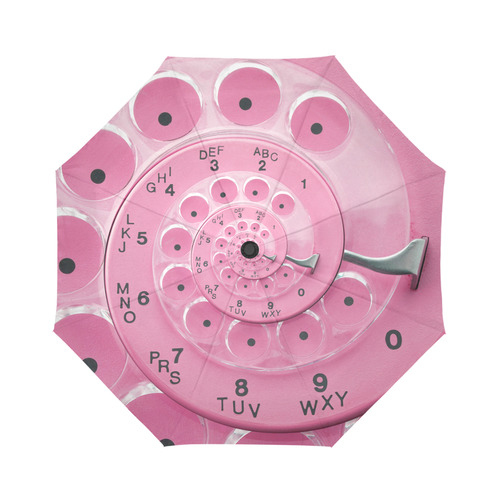 Pink Vintage Retro Spiral Rotary Dial Droste Auto-Foldable Umbrella (Model U04)