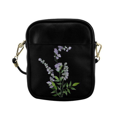 Purple tiny flower with shadow - watercolor Sling Bag (Model 1627)