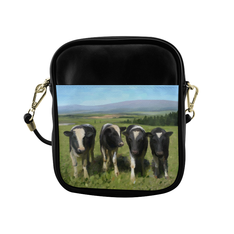 Curious Cows, pastel painting Sling Bag (Model 1627)