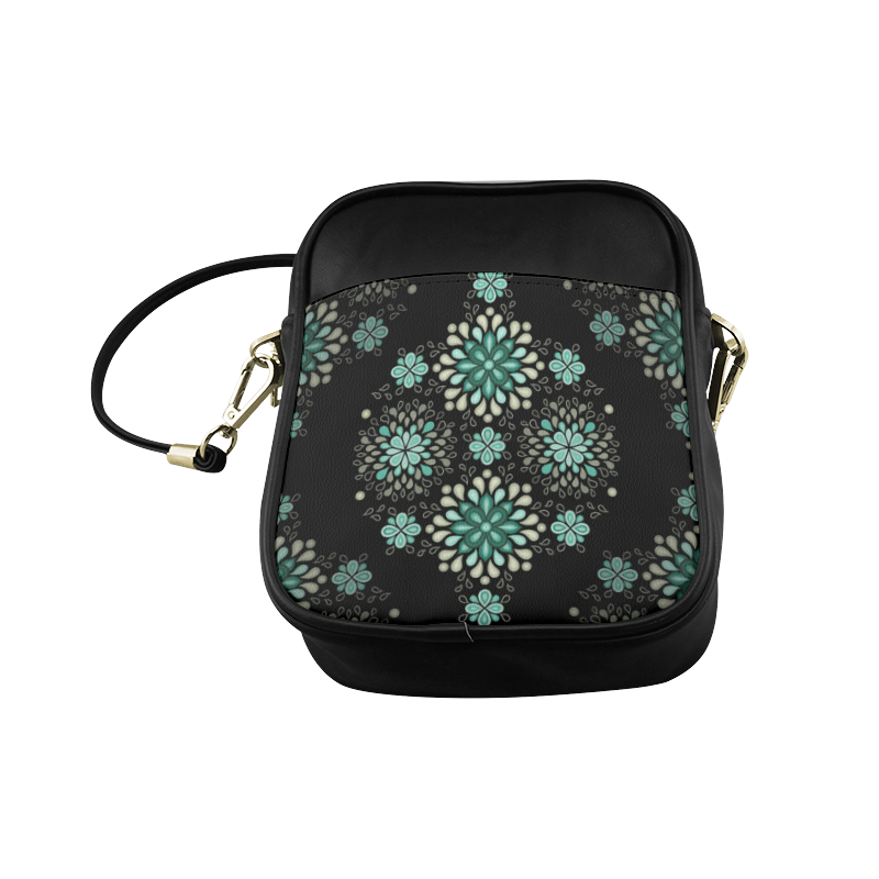 Green on black, seamless pattern with atmosphere Sling Bag (Model 1627)
