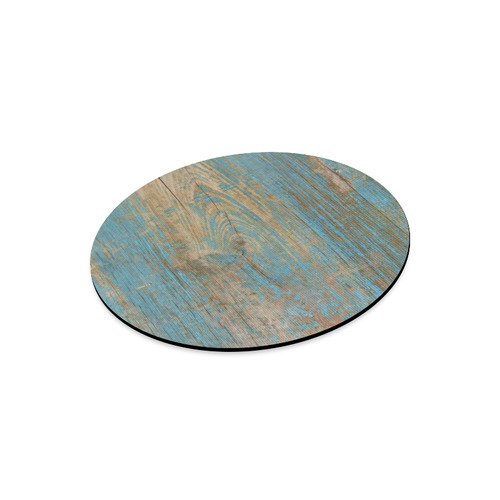 Rustic Wood  Blue Weathered Peeling Paint Round Mousepad